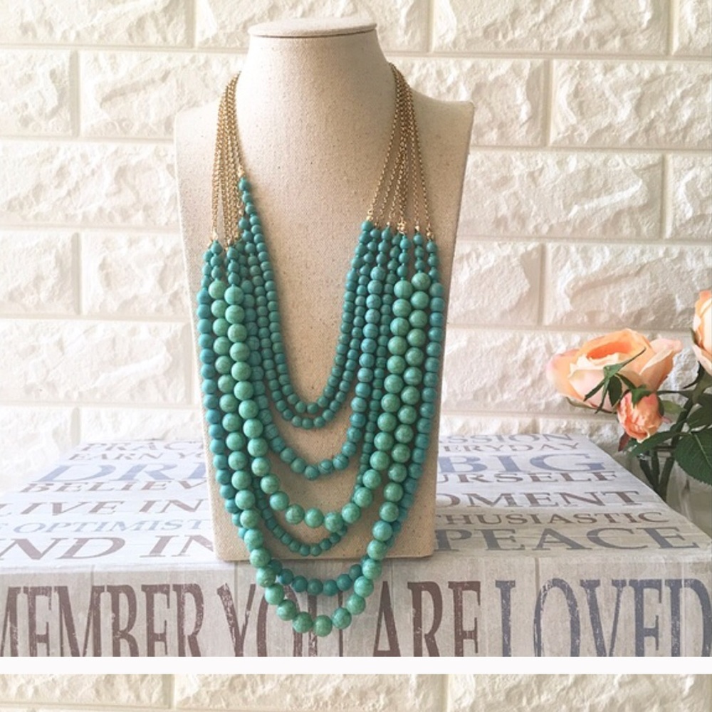 Turquoise Necklace Handmade multi strand NWT